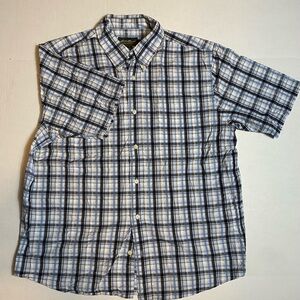 Men's GAP large Blue Plaid Short Sleeve Shirt